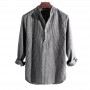 New Cotton Long Sleeve Mens Shirts Spring Autumn Striped Slim Fit Stand Collar Shirt Male Clothes Plus Size 5XL