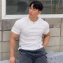 Men Gyms V-neck Cotton Short Sleeve T Shirt Fitness Bodybuilding Shirts running Fashion Male Clothing Brand Tee Tops