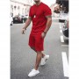 Men's Sports Suit Summer Breathable T-shirt 2 piece Set Men Solid Color Fitness Gyms Running Sportswear Male Tracksuit