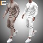 Men Tracksuit Casual Solid Sports Set Long Sleeved TShirt 2 Pieces Sets+Pants Fashion Brand Jogger Fitness Sportswear