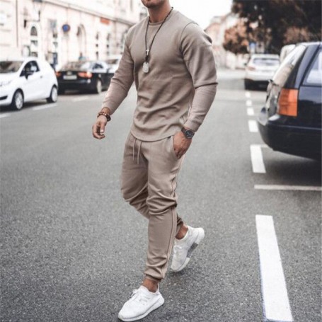 Men's Sports Suit Summer Breathable T-shirt 2 piece Set Men Solid Color Fitness Gyms Running Sportswear Male Tracksuit