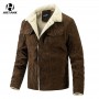 Mens Jacket Lapel Corduroy Coat  Brand New Fleece Wool Collar Thick Jackets Men Retro Fashion Warm Coats