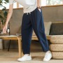 New Men's Cotton Linen Pants Male Casual Solid Color Breathable Loose Trousers Straight Pants M-5XL