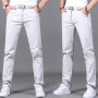 Brand Men's  98% cotton Pants men Business Slim Elastic Casual black Khaki Fit Straight pant trousers male