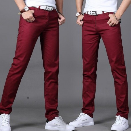 Brand Men's  98% cotton Pants men Business Slim Elastic Casual black Khaki Fit Straight pant trousers male