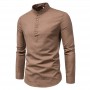 Long Sleeve Men t Shirts Oversized Stand Collar Business Shirts Blouses Soild Casual Work Top Male Brand Clothes