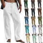 New Men's Casual Cotton Linen Pants Male Summer Large Size Breathable Solid Color Trousers Sports Fitness Streetwear S-5XL