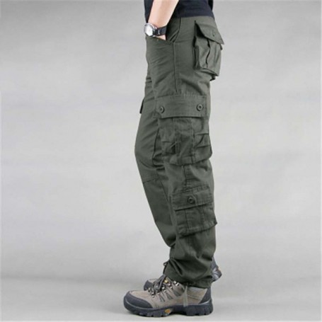 Multi Pockets Mens Cargo Pants Military Tactical Cotton Khaki Outwear Straight Casual Trousers for Men Pantalon Militaire Homme