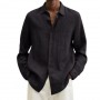Fashion Turn-down Collar Cotton Linen Shirts For Mens Casual Long Sleeve Shirt Men Solid Loose Button Cardigan