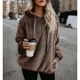 Women's Long Sleeve Fleece Hoodies Female Hooded Pullover Sweatshirt Warm Zipper Pocket Sweatshirt