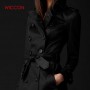 High Quality Women Trench Coat Long Windbreaker Fashion Trend Double-Breasted Slim Long Trench