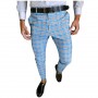 Men's Casual Business Pants Plaid Print Skinny Pencil Pants Zipper Elastic Waist Oversize Pants Streetwear Suit Trousers