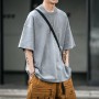 Fashion Loose Distressed High Quality Casual Solid Color Short Sleeve Men American Retro Couple Clothes