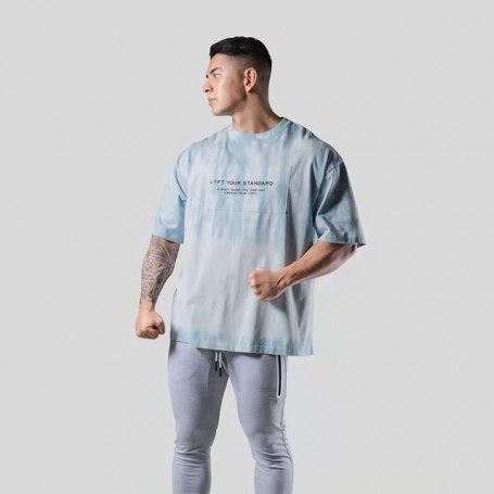 Gym Bodybuilding Breathable 3d Camouflage Printed Short Sleeve Running Loose Oversized Fitness Short Sleeve T Shirt Men's