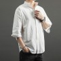 5XL Spring Summer Casual Men's Blouse Cotton Linen Loose Breathable Solid Color Shirt Male Tops