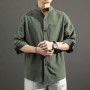 5XL Spring Summer Casual Men's Blouse Cotton Linen Loose Breathable Solid Color Shirt Male Tops