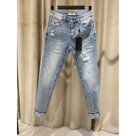 Jeans High Waist Skinny Faded Tattered Women