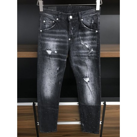 Straight Jeans DSQUARED2 Unisex Studded Faded Casual Fashion