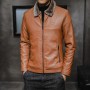 Leather Jacket Men's Jacket Fashion Faux Fur Collar Windproof Warm Outerwear
