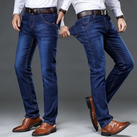 Jeans Plus Size Jeans 40 42 46 2021  Business Casual Elastic Jeans Men's Classic Fashion Slim Fit Trousers
