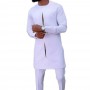 Long Sleeve Shirt White Trouser Set 2 Pieces Outfit Suit Traditional Male Clothes T-shirt Pant Suits For Men