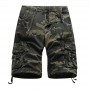 Washed Mid Waist Knee Length Shorts Men Casual Pants Wild Camouflage Cargo Army Safari Style Pockets Solid Color