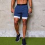 Shorts Men Double Layer Casual Gym Bodybuilding Training Short Pants Male Running Sport Bottoms