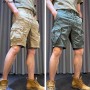 Shorts Men Knee Length Cargo Shorts Elastic Waist Men Fashion Bottoms Military Tactical Trousers Summer Shorts Men