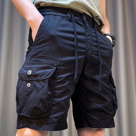 Shorts Men Knee Length Cargo Shorts Elastic Waist Men Fashion Bottoms Military Tactical Trousers Summer Shorts Men