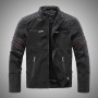 Men Motor jacket Inner Fleece PU Coat Leather Jacket Casual  Faux Mens Clothing Streetwear