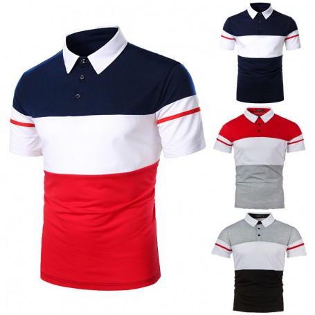Men Polo Men Shirt Short Sleeve Polo Shirt Contrast Color Polo New Clothing streetwear Casual Fashion Men Tops