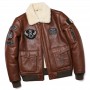 New Brown Air Force Shearling Wool Fur Sheepskin Genuine Leather Clothing Men's Bomber Warm Winter Coat Oversize Jacket Man