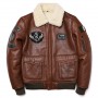 New Brown Air Force Shearling Wool Fur Sheepskin Genuine Leather Clothing Men's Bomber Warm Winter Coat Oversize Jacket Man
