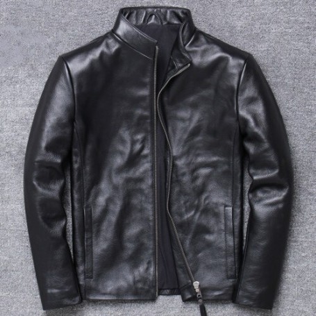 New Men's Genuine Leather Jacket Cowhide Real Cow Leather Coat Plus Size Veste Cuir Homme