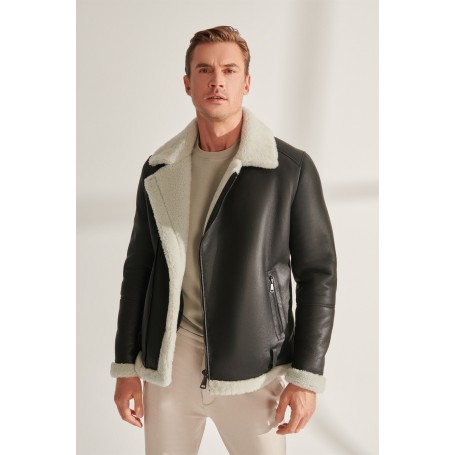 Men's Biker Fur Leather Jacket Genuine Sheepskin Coat High Quality Soft Parka Winter Outfits Made In Turkey New Year Fashion