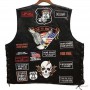 Men's new cool motorcycle riding vest leather vest Men's leather waistcoat embroidered badge patch side straps trendy men