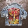Color personality printing fashion foreign trade denim jacket jacket casual jacket denim jacket wholesale