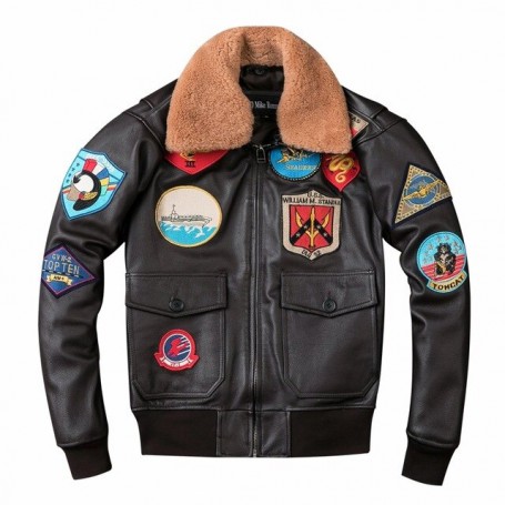 100% Genuine Leather Man A2 Pilot Jacket Tom Cruise Top Gun Air Force Coat Brown Thick Cowhide Big Size Motorcycle Jacket