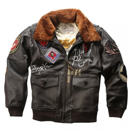 Super Fast Shipping Air Force G1 Pilot Jacket Men Warm Real Removable Fur Collar Genuine Cow Leather Coat vintage Bomber Jacket