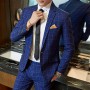 2 Pces Set High-end Formal Business Social Office Mens Slim Blazers Stripes Plaid Groom Married Wedding Dress Male Suits S-4XL
