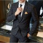 2 Pces Set High-end Formal Business Social Office Mens Slim Blazers Stripes Plaid Groom Married Wedding Dress Male Suits S-4XL