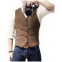 Men's Casual Classic Suit Vest V Neck Herringbone Tweed Slim Fit Business Waistcoat For Wedding