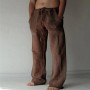 Pants sweatpants Sun Flower Print Full Length Pants Pocket Drawstring Linen Trousers Men