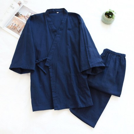 Pajamas Kimono Robe Sets Summer Cotton Pajamas Comfortable Set Men