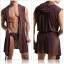 Men's Bathrobes Sleeveless Silky Pajamas Hooded Robes Bathrobes Ultra Thin Comfortable Homewear