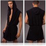Men's Bathrobes Sleeveless Silky Pajamas Hooded Robes Bathrobes Ultra Thin Comfortable Homewear
