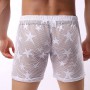 Mens Hollow Underwear Sexy See-through Mesh Loose Home Men Singlet Boxershorts Sets Male Five-point Panties Breathable Homewear