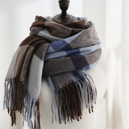 Pamwallymensa 2021 Women 's Winter New Style Plaid Tassel Cashmere Scarf Fashion Mid-length Thick Warm Shawl