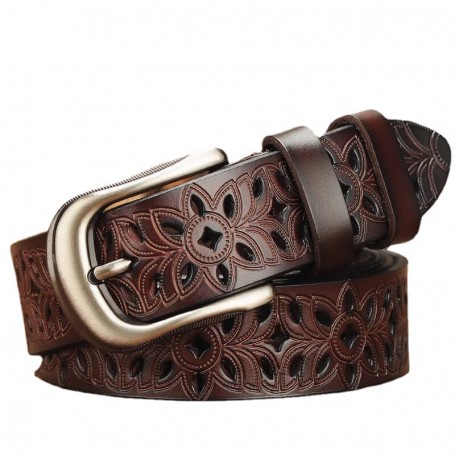 New Genuine Women's Belts Hollow Pattern Fashion Jeans Classic Retro Simple Woman Female Belt Vintage Pin Buckle Strap Jeans