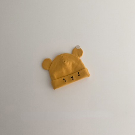 Baby Hat Four Seasons Cute Bear Warm Breathable Flanging 100% Cotton Tire Cap Newborn Bun Beanie Hospital Hat Gorro